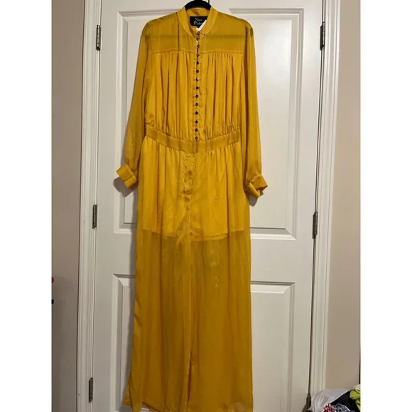 NWT Women's Nina Parker Jumpsuit 14W Mustard Yellow - Picture 7 of 9